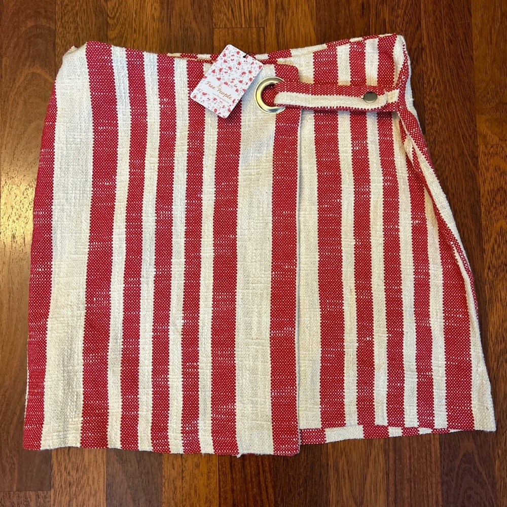 Free People Red Striped Mini Dress Size Large New With Tags